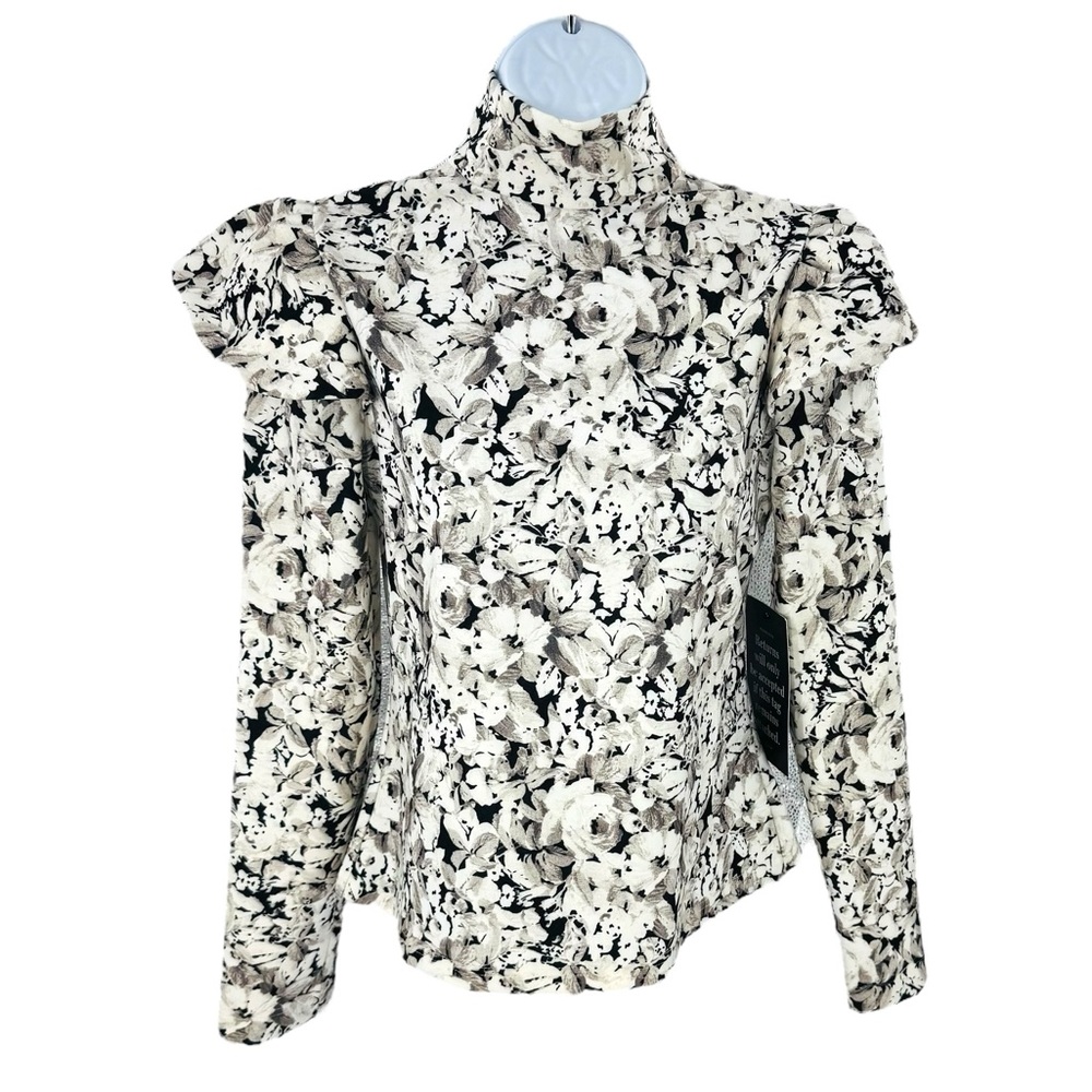 Tuckernuck NEW Gray Gardens Floral Long Sleeve Mock Neck Bowden Top Size S - Picture 5 of 8